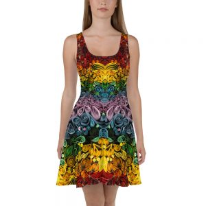 Rainbow Quilled Art Skater Dress