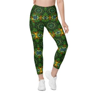 Green Goddess Quilled Art Pocket Leggings