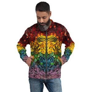 Rainbow Quilled Art Zippered Jacket