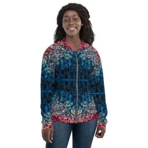 Blue Transition Quilled Art Zippered Jacket