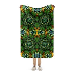 Green Goddess Quilled Art Sherpa Blanket