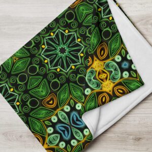 Green Goddess Quilled Art Throw Blanket