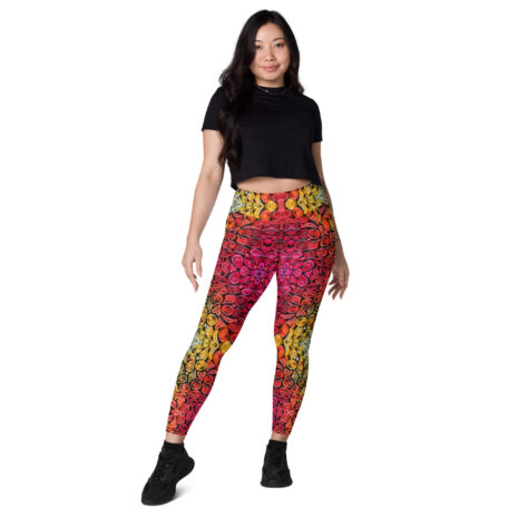 sunset vibes golden hour quilled art pocket leggings